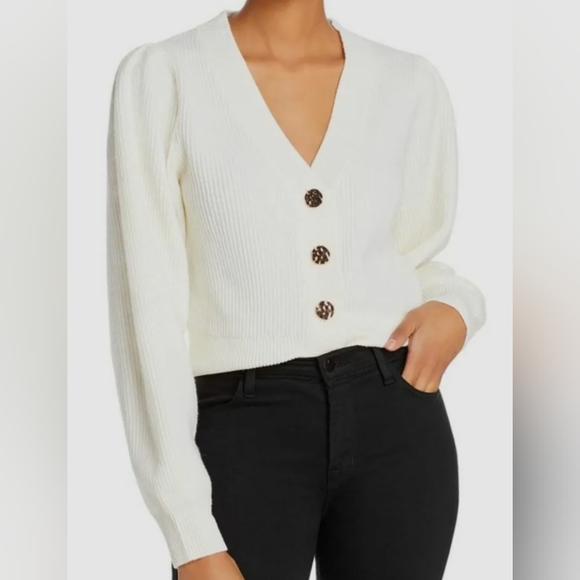 The Kooples Rib Merino Wool Cardigan in Cream - Picture 10 of 16